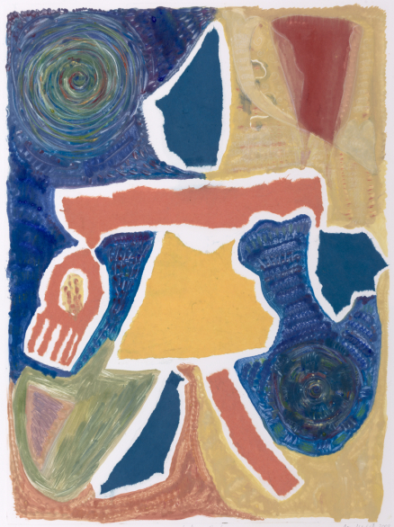 Looking Back (2008) 18” x 24” Monoprint with chine-collée on Pescia paper