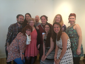 Big thanks to all our readers at the event. Back row, left to right: Jonah Kruvant, Jessica Piazza, Micah Dean Hicks, Alex Carrigan, Leah Umansky, Michele Nereim. Front row, left to right: Dena Rash Guzman, Jess Burnquist, Sheila McMullin, and Brenda Peynado. Not pictured: Anca Szilagyi and Bianca Stone.